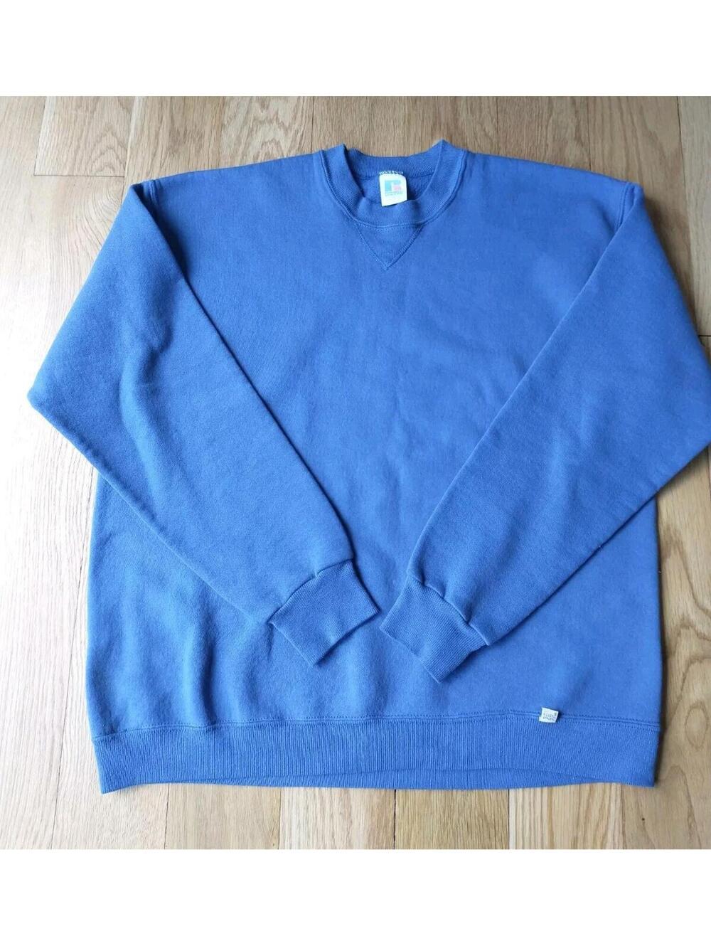 Vintage 90s Russell Athletic Blank Sweatshirt XL Blue Crewneck Faded Y2K Mens